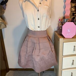 Honey Punch Textured Pink A-Line Skirt
